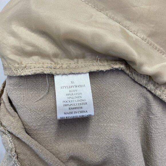 Adrienne Vittadini High Waisted Wide Leg Cargo Pants Women XL Beige Side Pockets - Picture 9 of 16